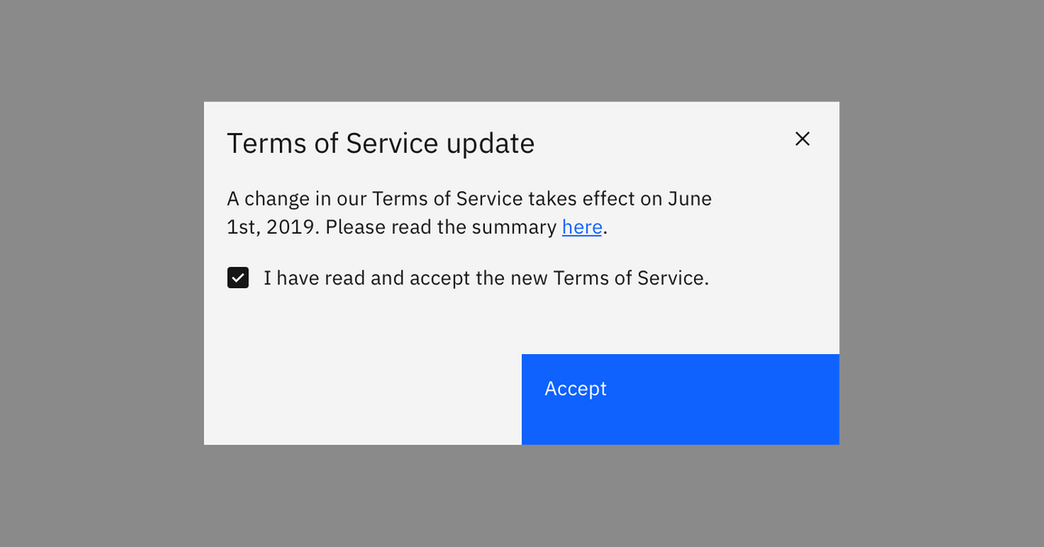 One button modal example One button modal example